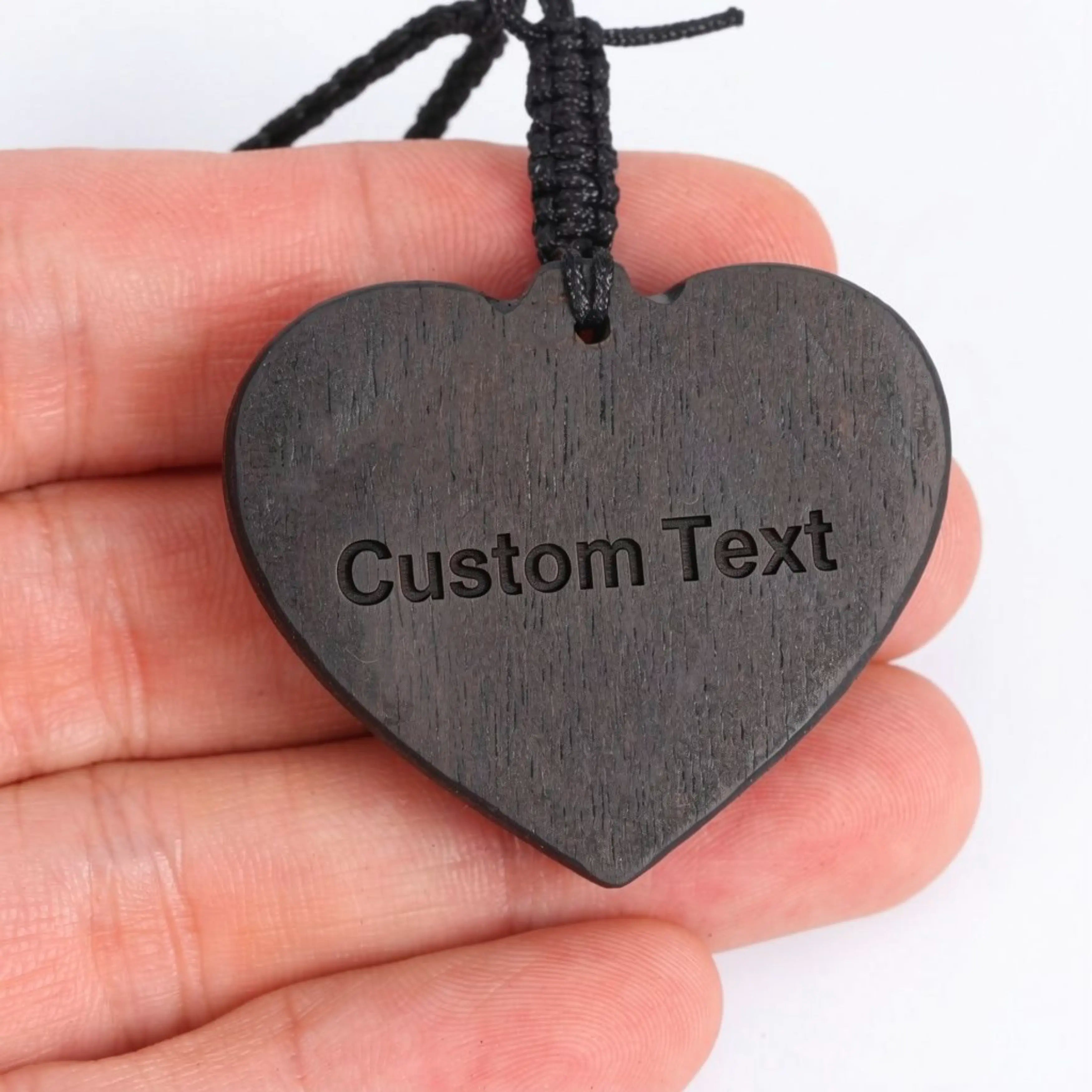 American Flag Heart Cross Necklace – Handcrafted from Reclaimed Ebony Wood
