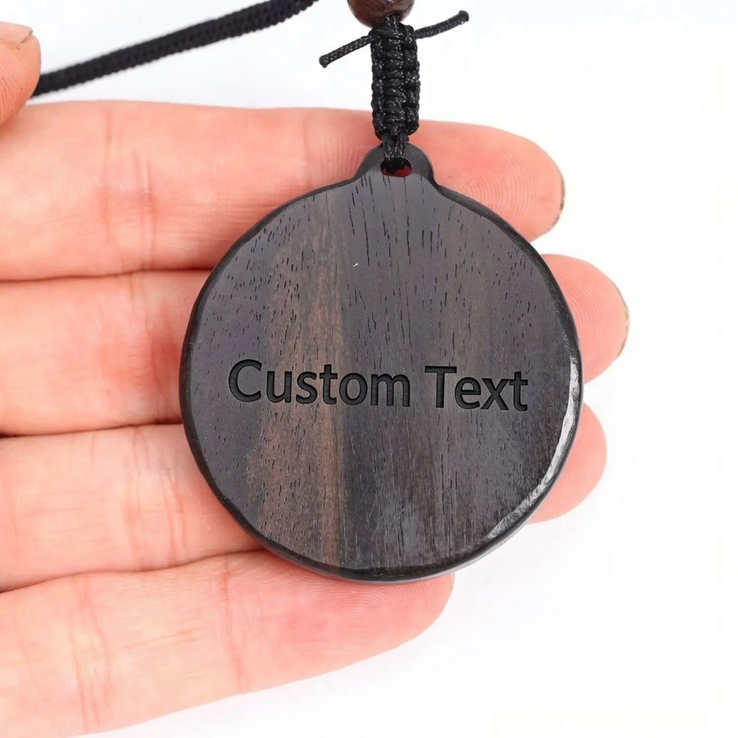 Personalized Archangel Warrior Pendant Necklace, Handcrafted Reclaimed Ebony Wood