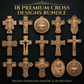 Premium Cross & Medallion 3D STL Model Bundle for CNC Router - 18 Architectural Designs (Aspire .CRV3D, STL, DXF)