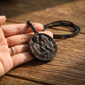 Personalized Holy Family Pendant Necklace – Handcrafted Ebony Wood Catholic Medallion