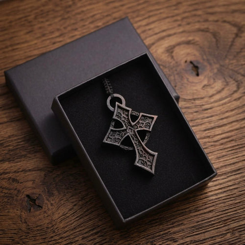 Celtic Cross Necklace – Handcrafted from Reclaimed Ebony Wood