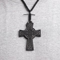 Handcrafted Ebony Wood Celtic Knot Cross Pendant Necklace – Personalized Irish Heritage Jewelry – Reclaimed Antique Hardwood Christian Gift