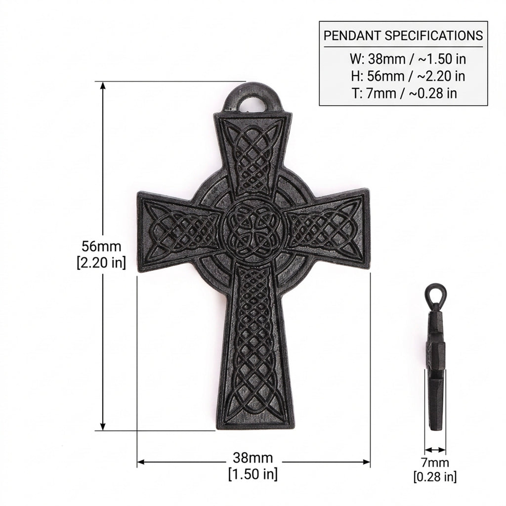 Handcrafted Ebony Wood Celtic Knot Cross Pendant Necklace – Personalized Irish Heritage Jewelry – Reclaimed Antique Hardwood Christian Gift
