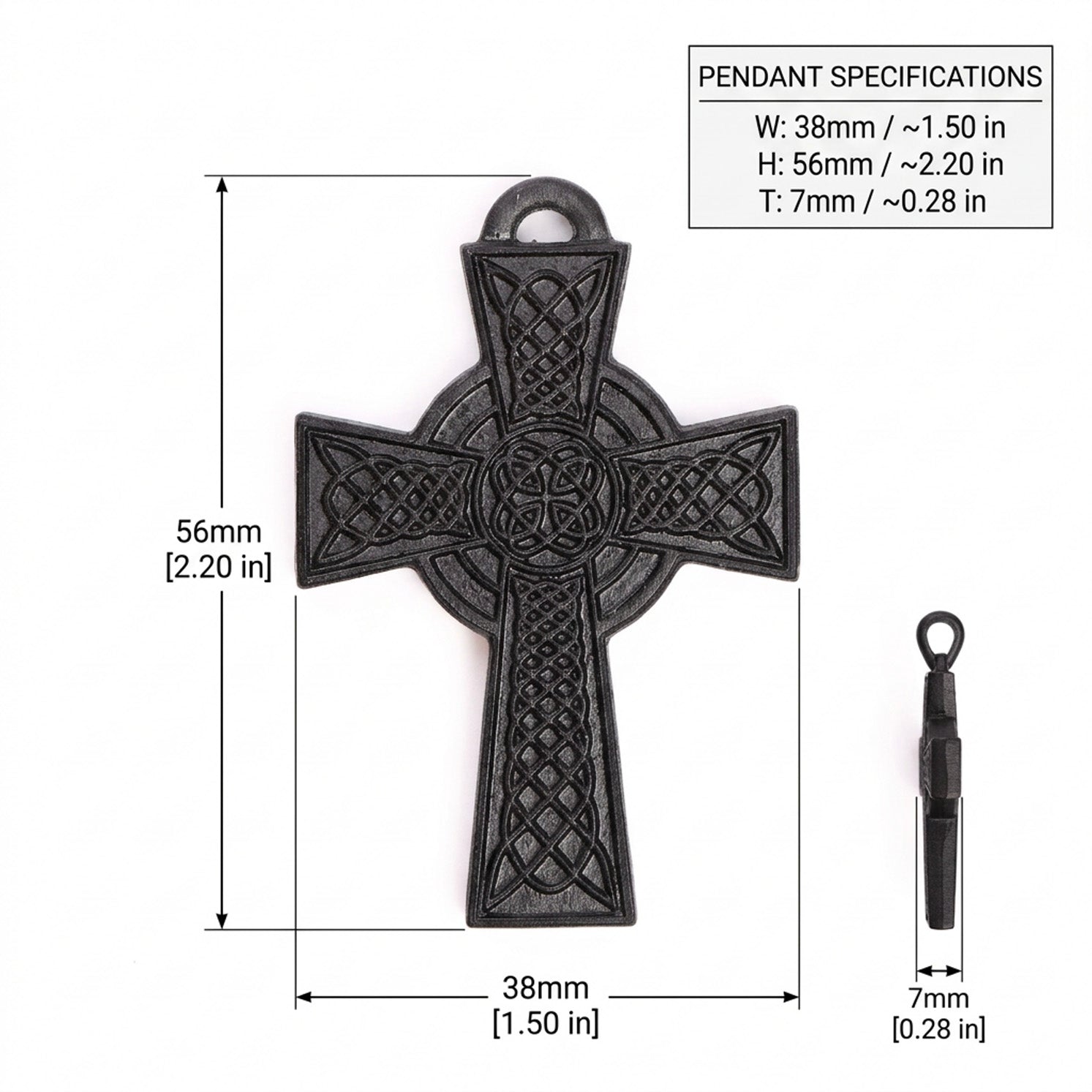 Handcrafted Ebony Wood Celtic Knot Cross Pendant Necklace – Personalized Irish Heritage Jewelry – Reclaimed Antique Hardwood Christian Gift
