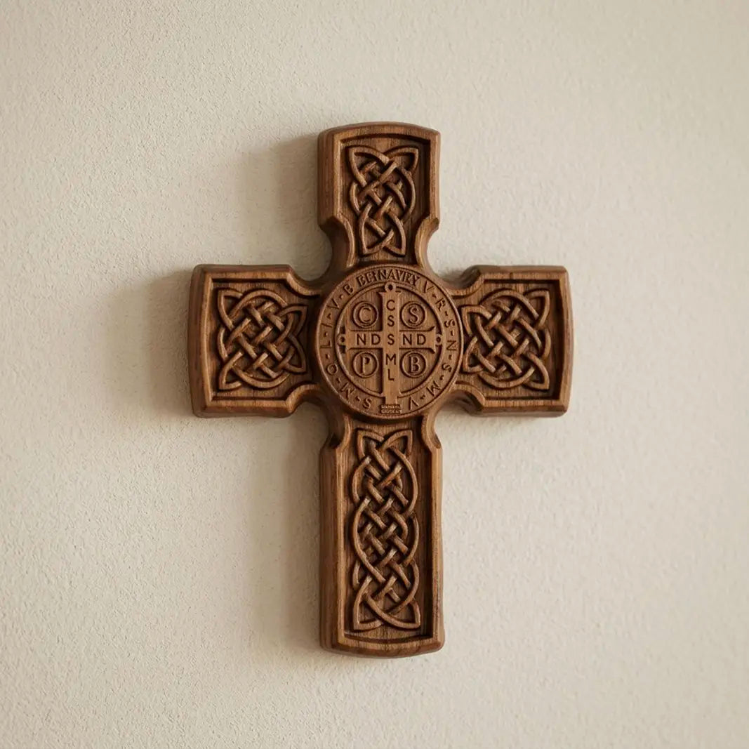 Celtic Saint Benedict Cross 3D STL Model - Protection Medal Relief File for CNC & 3D Printing