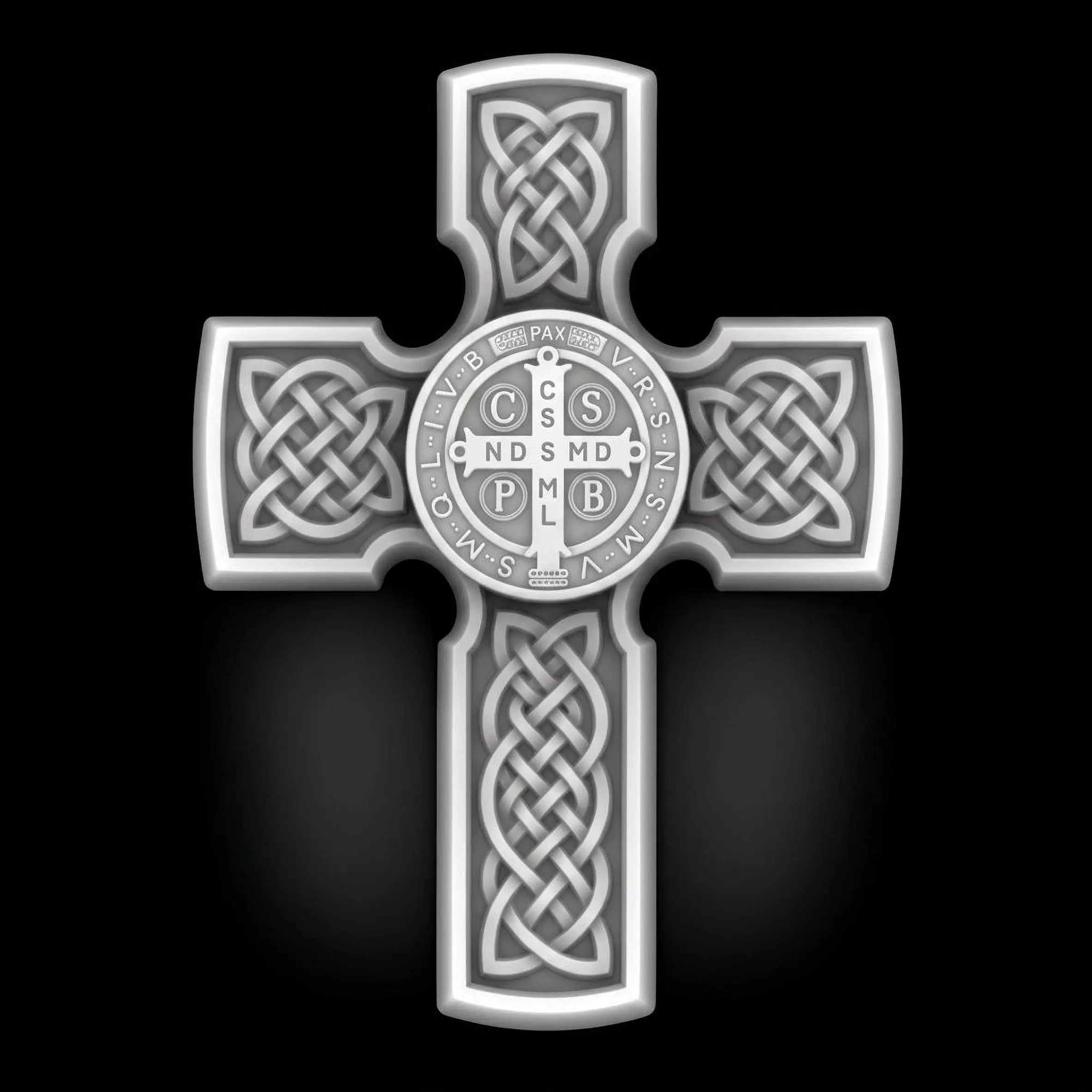 Celtic Saint Benedict Cross 3D STL Model - Protection Medal Relief File for CNC & 3D Printing