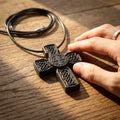 Handcrafted Ebony Wood Celtic Saint Benedict Cross Pendant