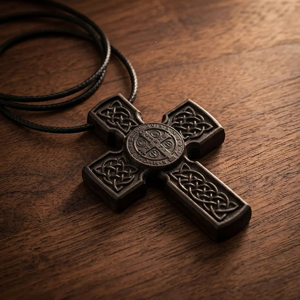 Celtic Saint Benedict Cross 3D STL Model - Protection Medal Relief File for CNC & 3D Printing