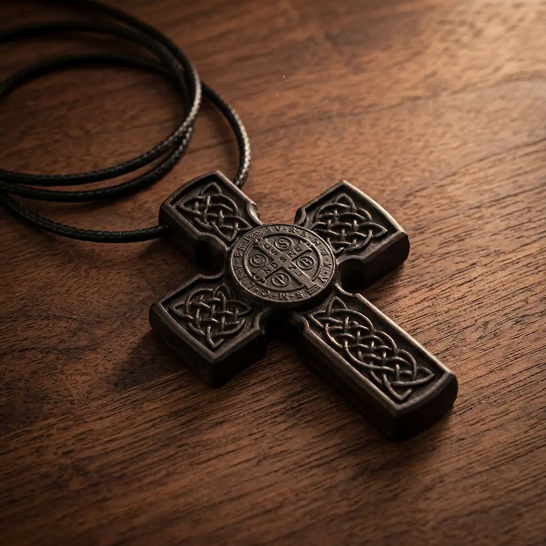 Celtic Saint Benedict Cross 3D STL Model - Protection Medal Relief File for CNC & 3D Printing