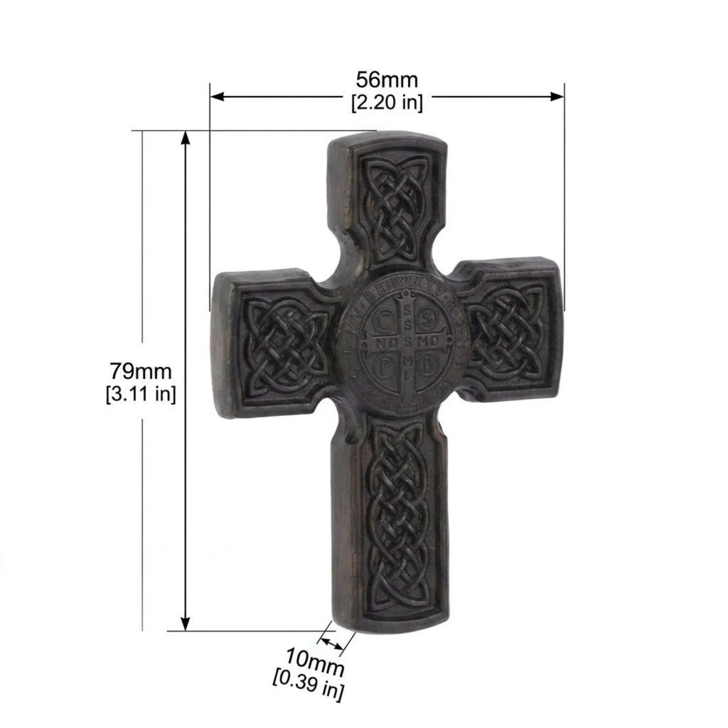 Handcrafted Ebony Wood Celtic Saint Benedict Cross Pendant