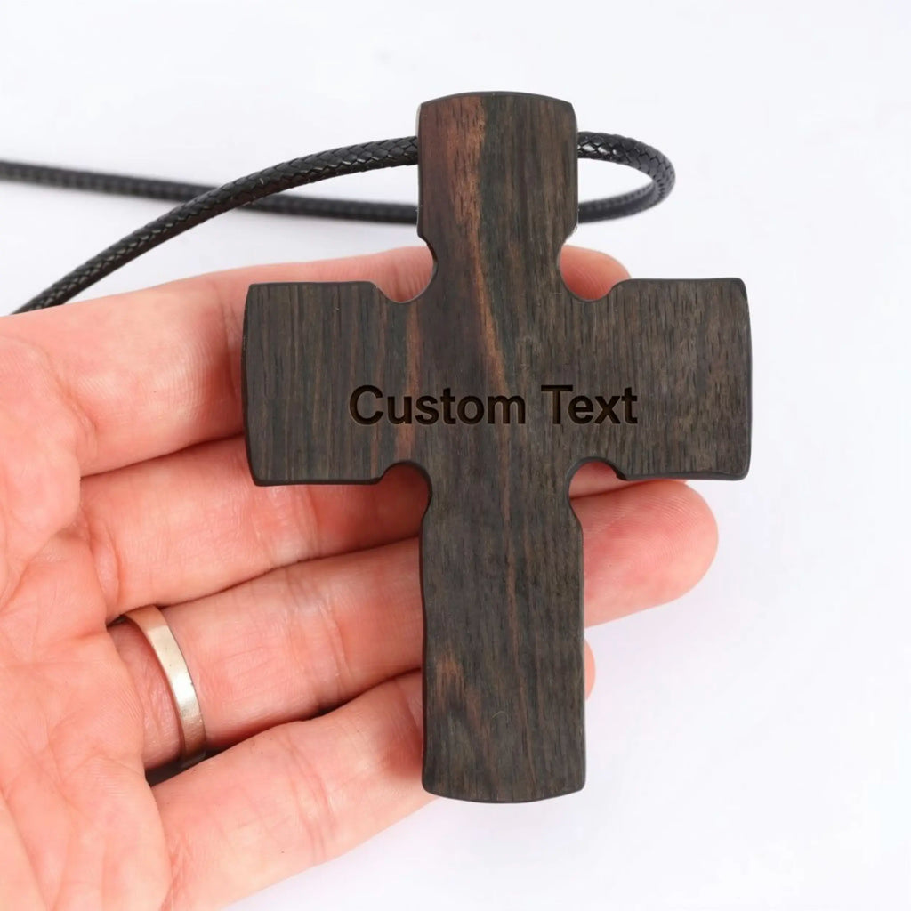 Handcrafted Ebony Wood Celtic Saint Benedict Cross Pendant