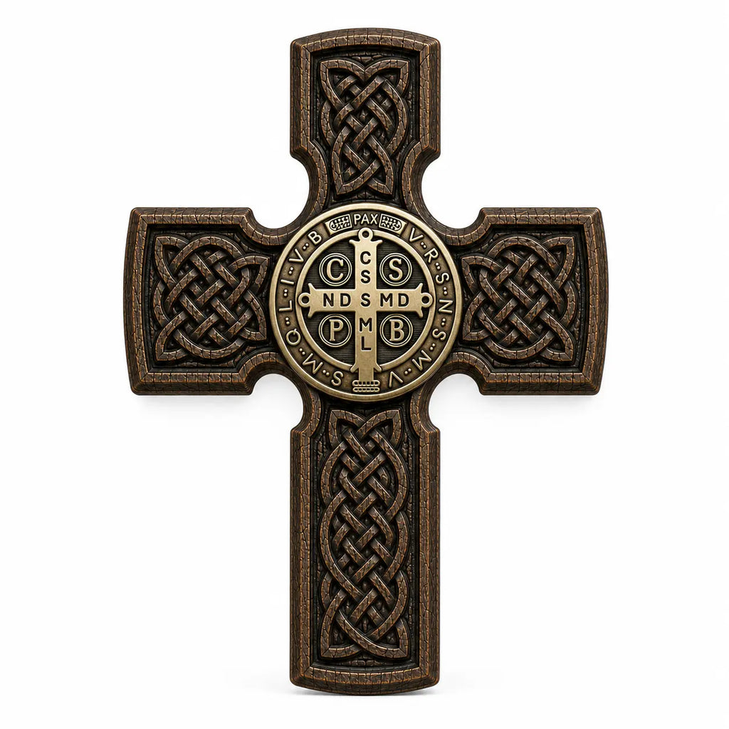 Celtic Saint Benedict Cross 3D STL Model - Protection Medal Relief File for CNC & 3D Printing