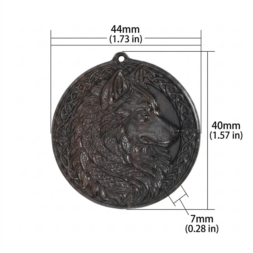Celtic Wolf Pendant Necklace – Handcrafted Reclaimed Ebony Wood Wolf Totem, Norse Inspired Jewelry