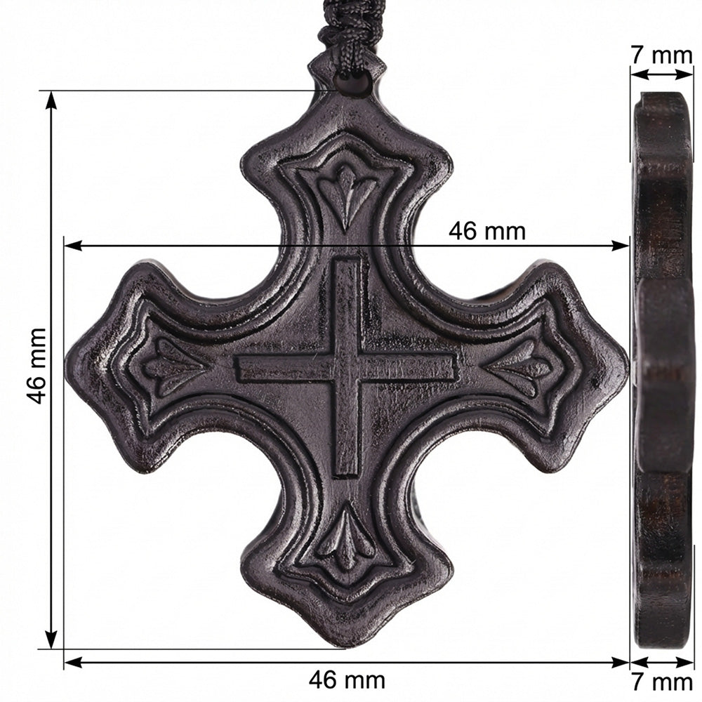 Handcrafted Ebony Wood Gothic Cross Pendant Necklace – Personalized Christian Cross Jewelry
