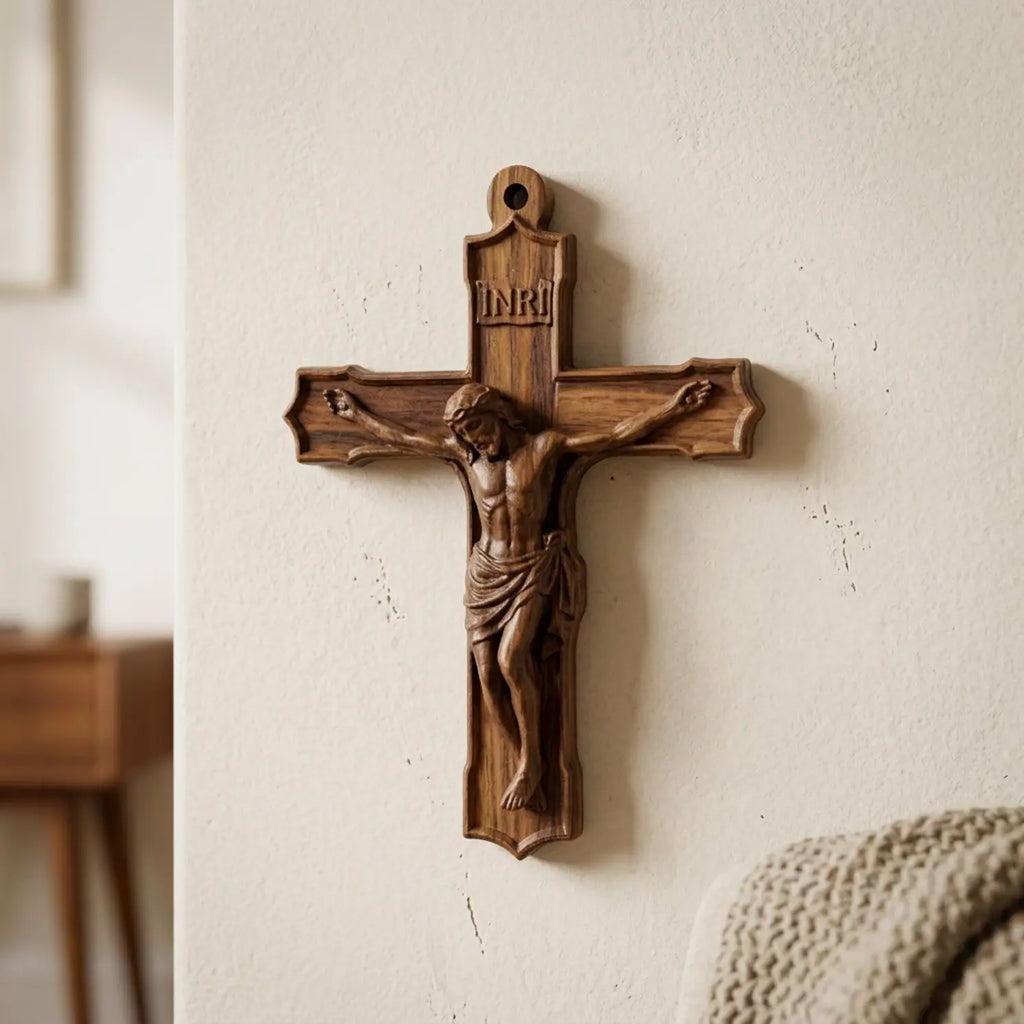Crucifix Cross 3D STL Model - Classic Relief File for CNC Router & 3D Printing