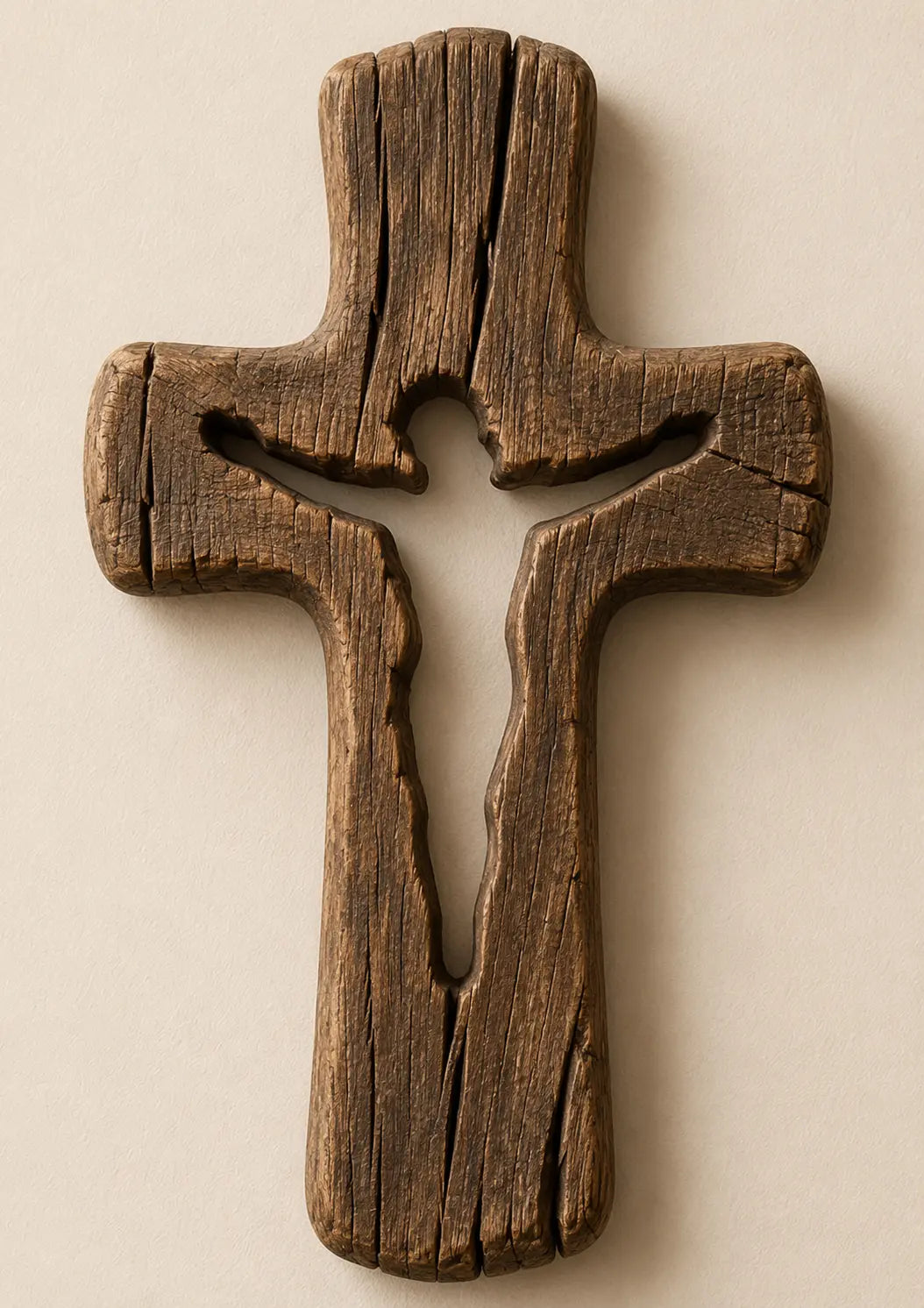 Jesus Silhouette Cutout Cross 3D STL Model - Rustic Relief File for CNC & 3D Printing