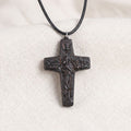 Good Shepherd Cross Necklace – Pope Francis Pastoral Crucifix, Handcrafted Reclaimed Ebony Wood