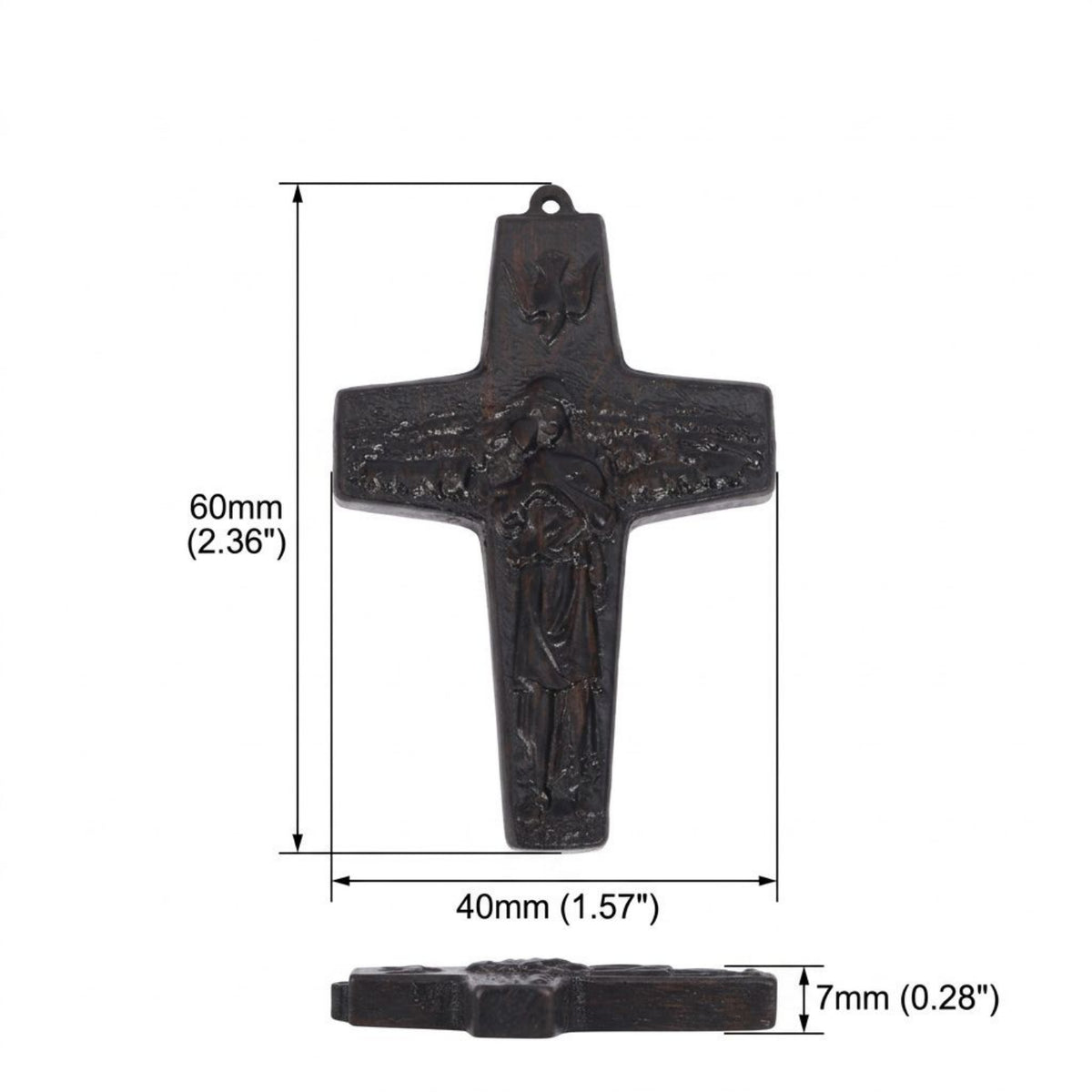 Good Shepherd Cross Necklace – Pope Francis Pastoral Crucifix, Handcrafted Reclaimed Ebony Wood