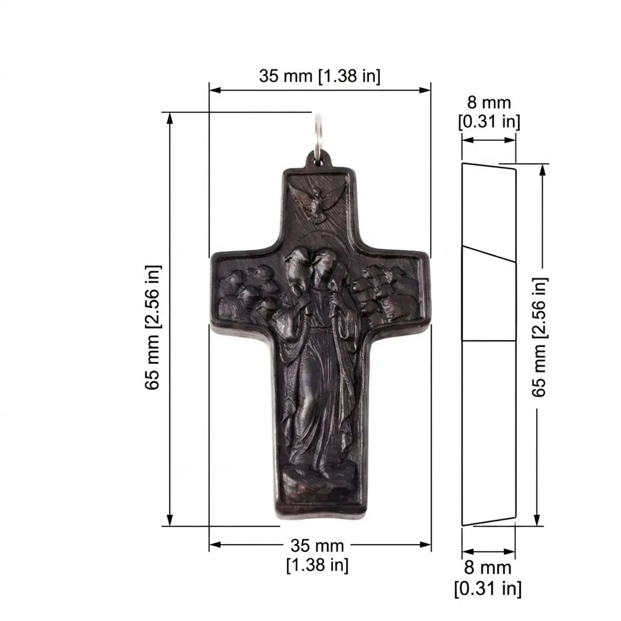 Personalized Good Shepherd Ebony Cross Necklace – Hand-Carved Wood Pendant,