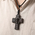 Holy Face of Jesus Cross Necklace – Handmade Reclaimed Ebony Wood Pendant