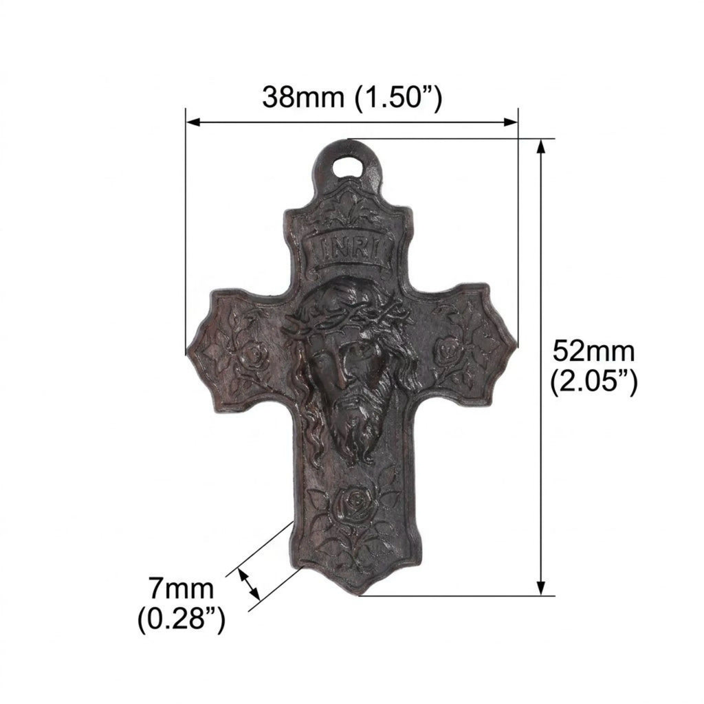 Rose Jesus Cross Necklace – Handmade Reclaimed Ebony Wood Pendant