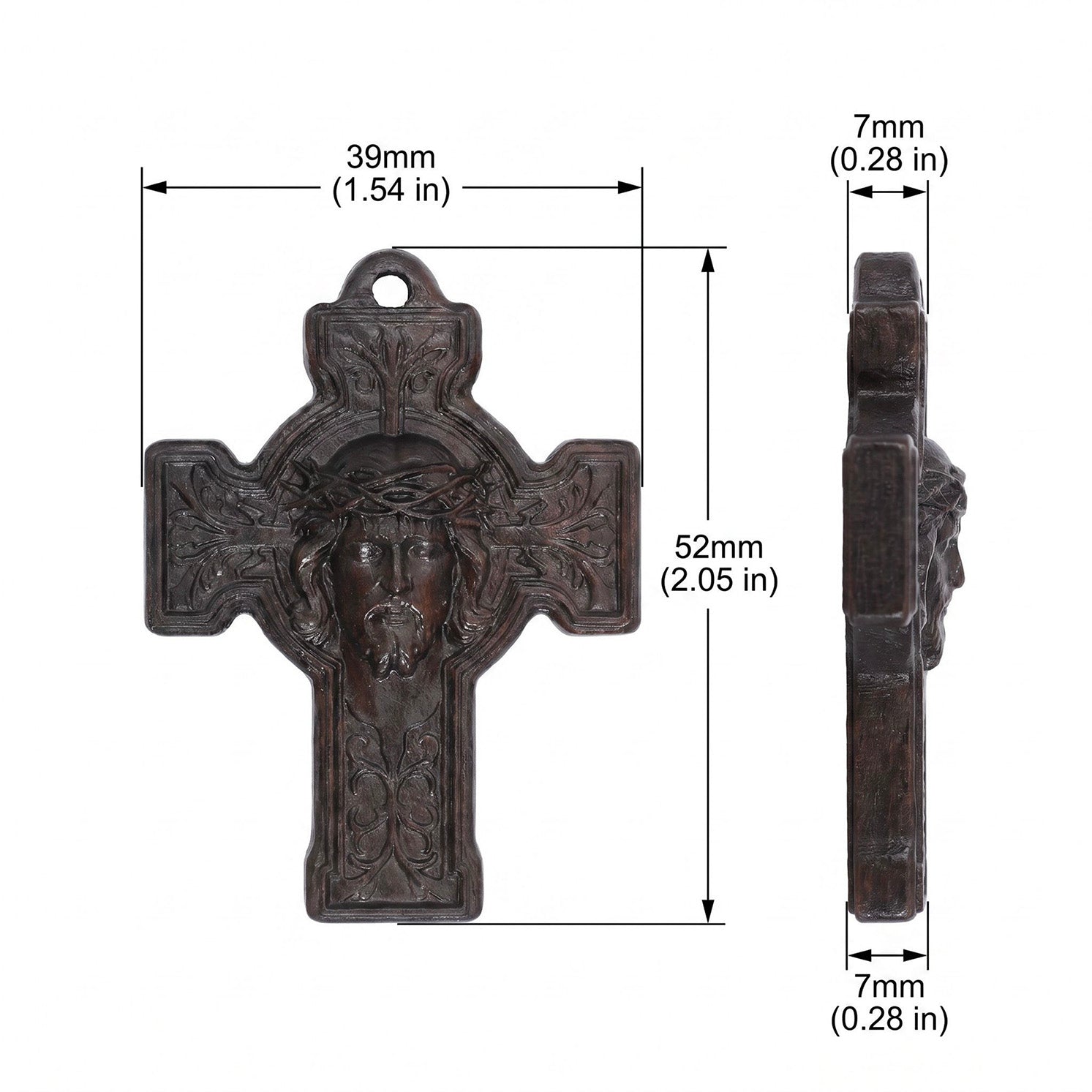 Holy Face of Jesus Cross Necklace – Handmade Reclaimed Ebony Wood Pendant