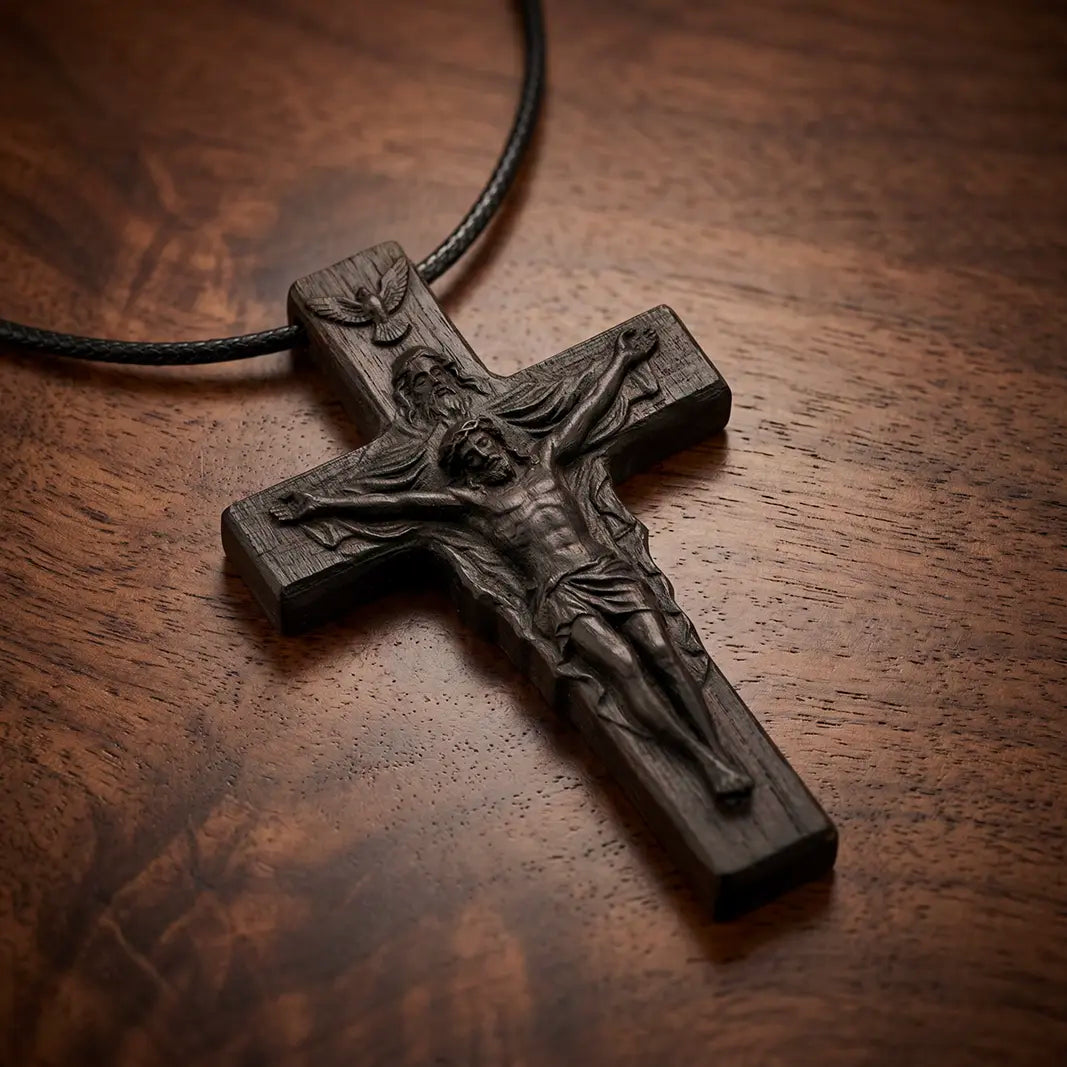 Holy Trinity Cross 3D STL Model - Sacred Relief File for CNC & 3D Printing