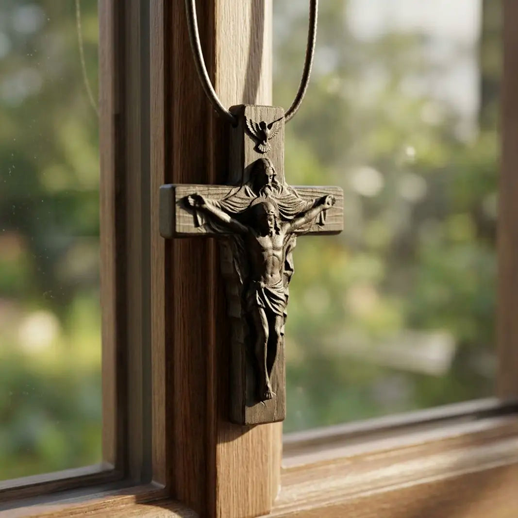 Holy Trinity Cross 3D STL Model - Sacred Relief File for CNC & 3D Printing