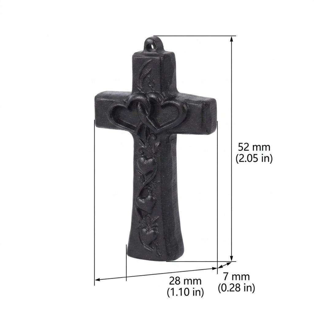 Interlocking Hearts Cross Necklace – Handmade Reclaimed Ebony Wood Pendant