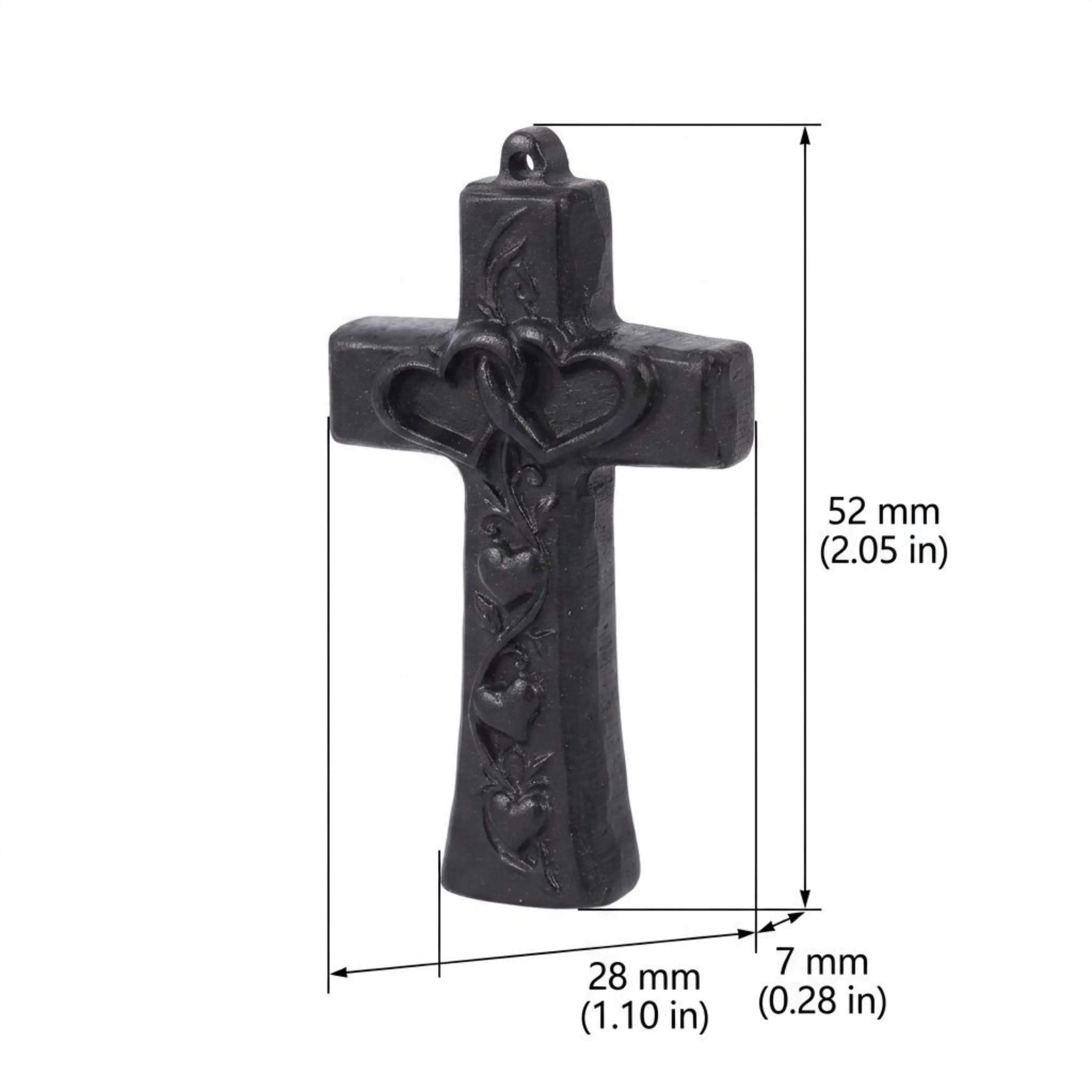 Interlocking Hearts Cross Necklace – Handmade Reclaimed Ebony Wood Pendant