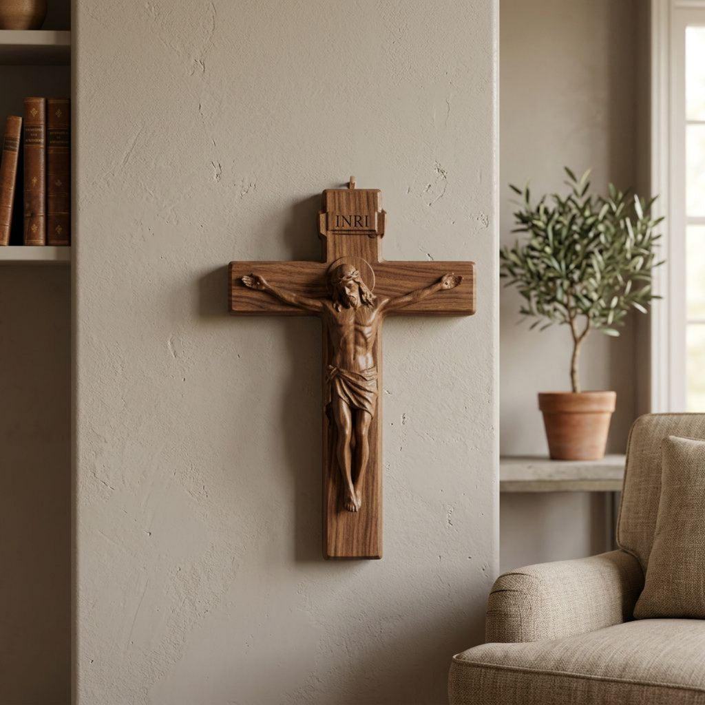 Jesus Cross 3D STL Model - Radiant Crucifix Relief File for CNC & 3D Printing