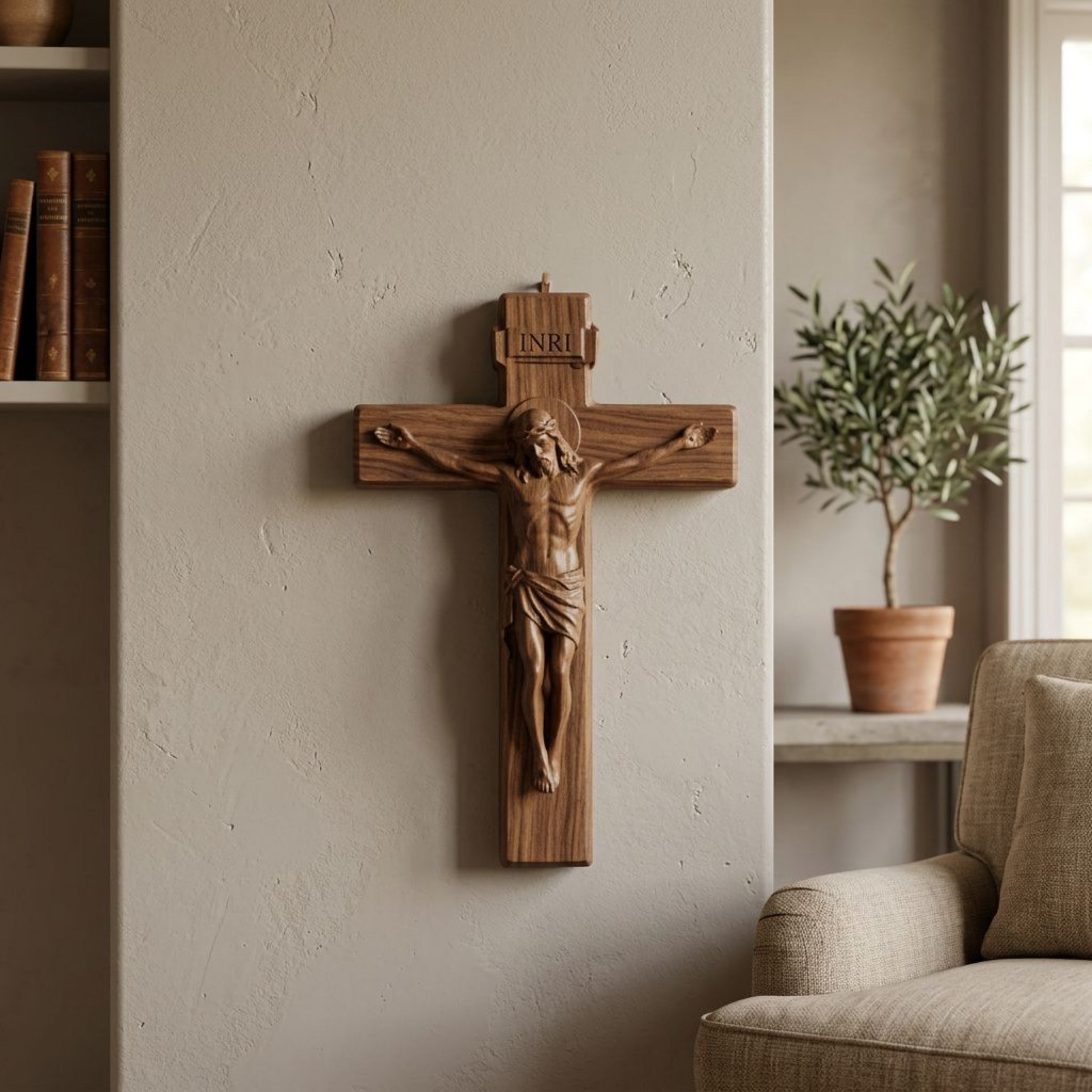 Jesus Cross 3D STL Model - Radiant Crucifix Relief File for CNC & 3D Printing