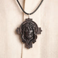 Handcrafted Ebony Wood Jesus Cross Pendant Necklace – Personalized Catholic Jewelry – Reclaimed Antique Hardwood Christian Gift