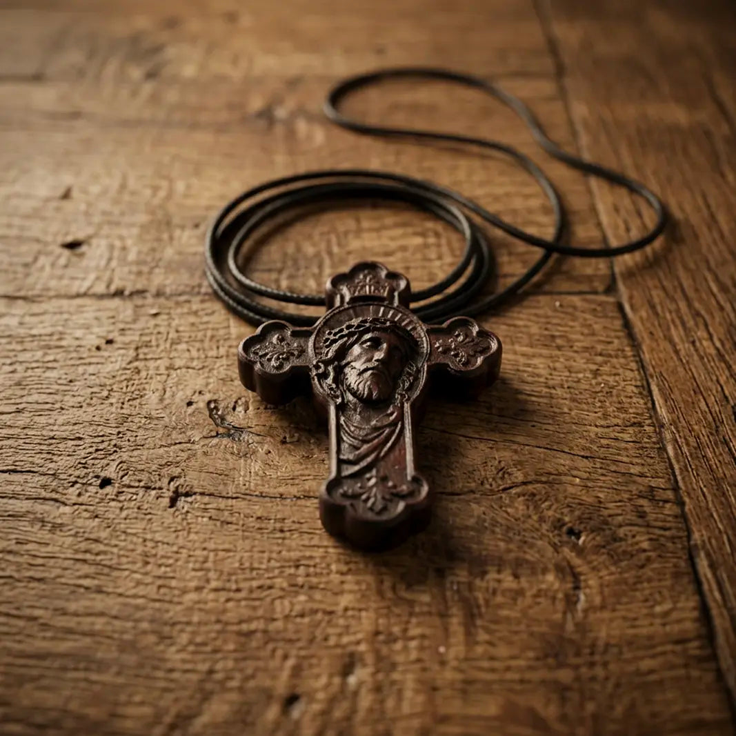 Jesus Face Cross 3D STL Model - Ornate Relief File for CNC Router & 3D Printing
