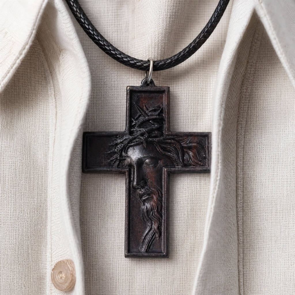 Jesus Portrait Cross 3D STL Model - Relief File for CNC Router & 3D Printing
