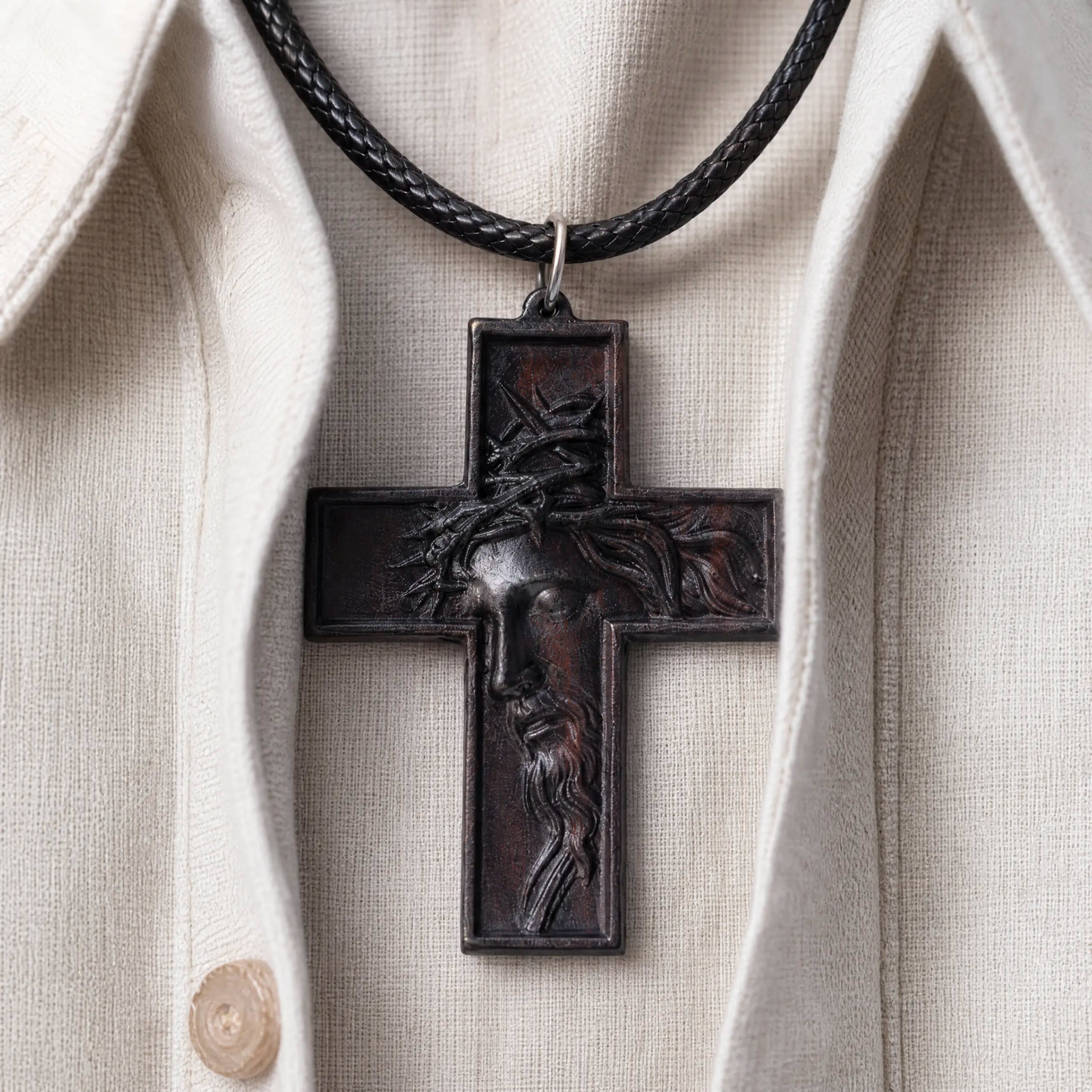 Jesus Portrait Cross 3D STL Model - Relief File for CNC Router & 3D Printing