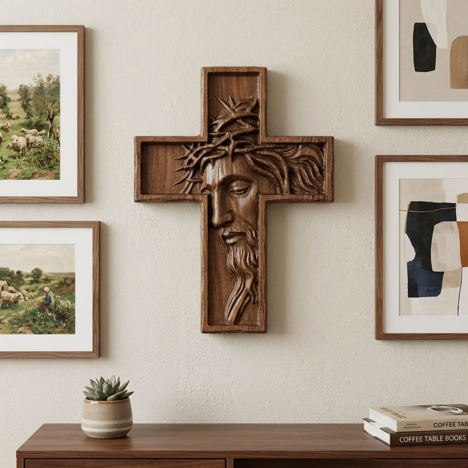 Jesus Portrait Cross 3D STL Model - Relief File for CNC Router & 3D Printing