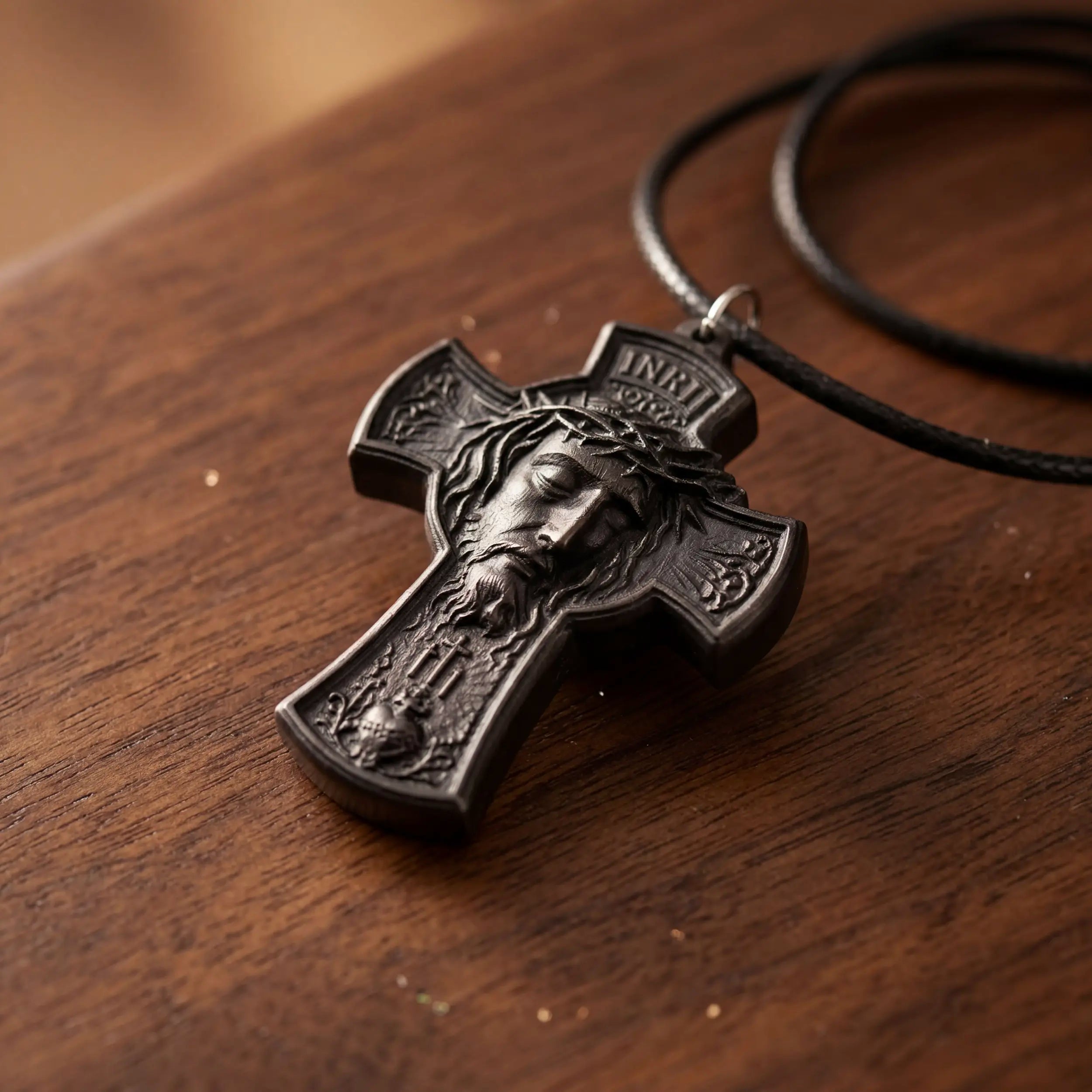 Jesus Portrait Crucifix Cross 3D STL Model - Relief Pendant File for CNC & 3D Printing