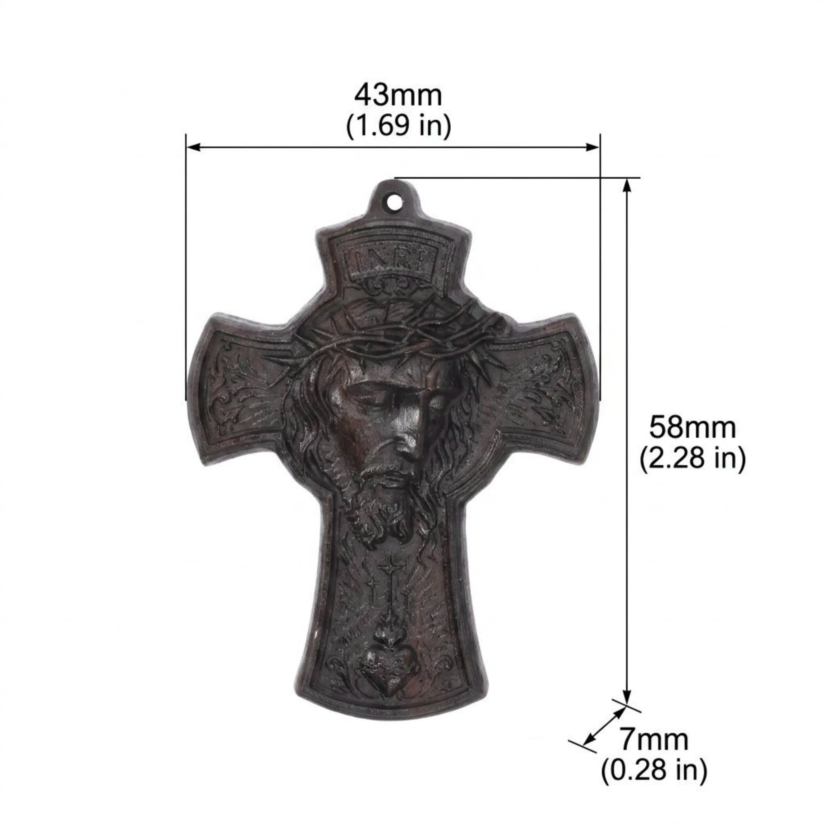 Crowned Jesus Cross Necklace – Handmade Ebony Wood Crucifix Pendant