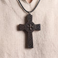 Knights Templar Celtic Cross Necklace - Handmade Reclaimed Ebony Wood Pendant
