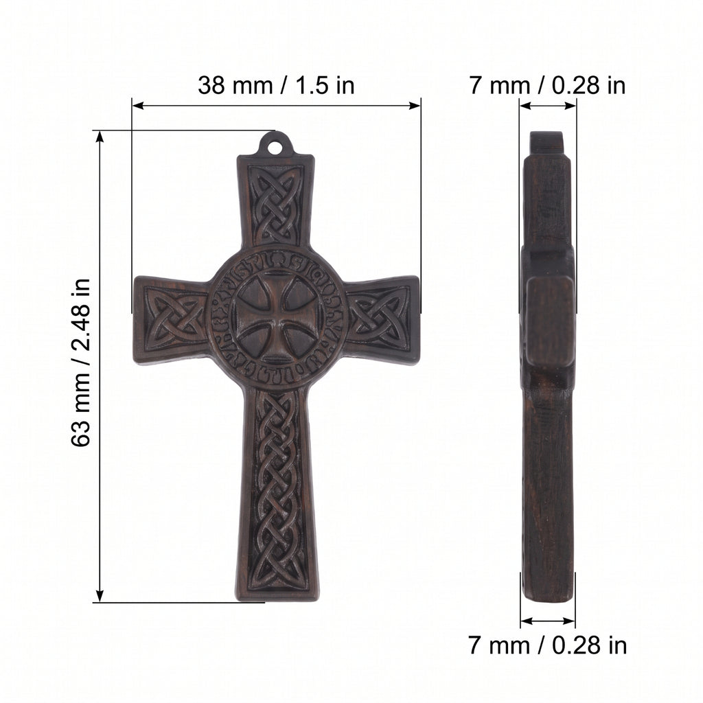 Knights Templar Celtic Cross Necklace - Handmade Reclaimed Ebony Wood Pendant