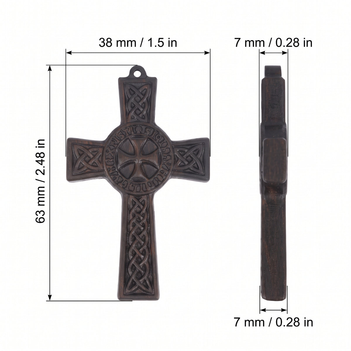 Knights Templar Celtic Cross Necklace - Handmade Reclaimed Ebony Wood Pendant
