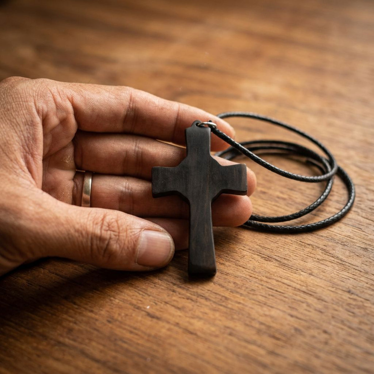 Knights Templar Celtic Cross Necklace - Handmade Reclaimed Ebony Wood Pendant