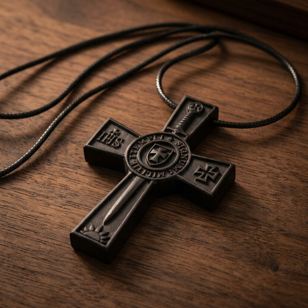 Knights Templar Cross Necklace – Handcrafted Reclaimed Ebony Wood