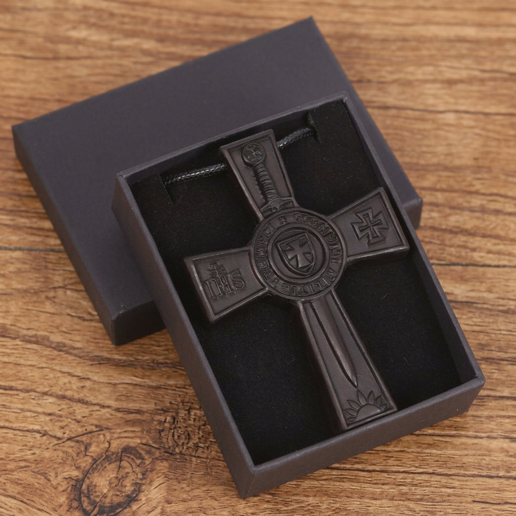Knights Templar Cross Necklace – Handcrafted Reclaimed Ebony Wood