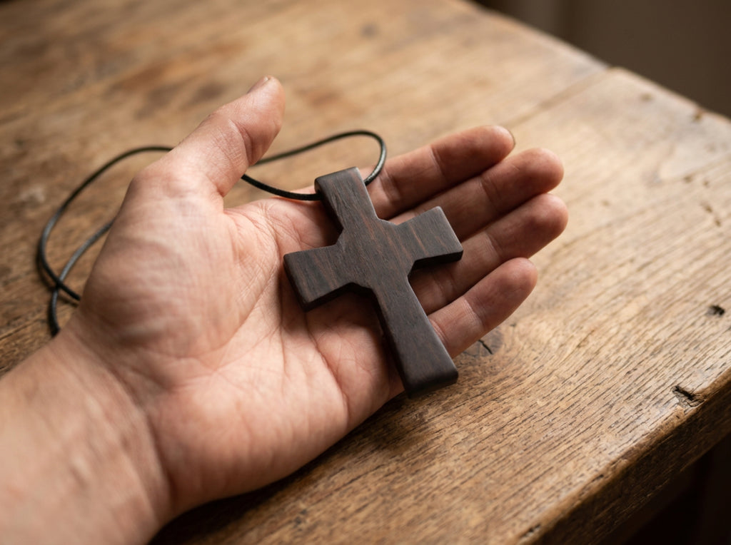 Knights Templar Cross Necklace – Handcrafted Reclaimed Ebony Wood