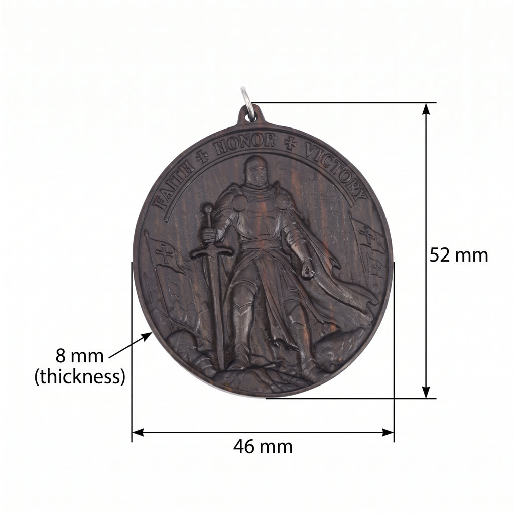 Knights Templar Warrior Necklace – Reclaimed Ebony Wood Pendant