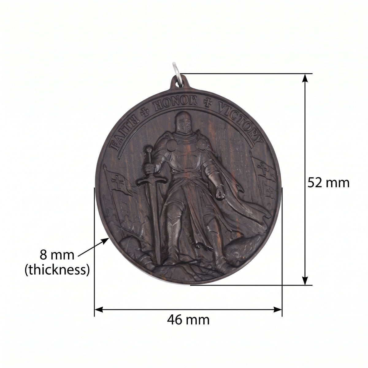 Knights Templar Warrior Necklace – Reclaimed Ebony Wood Pendant