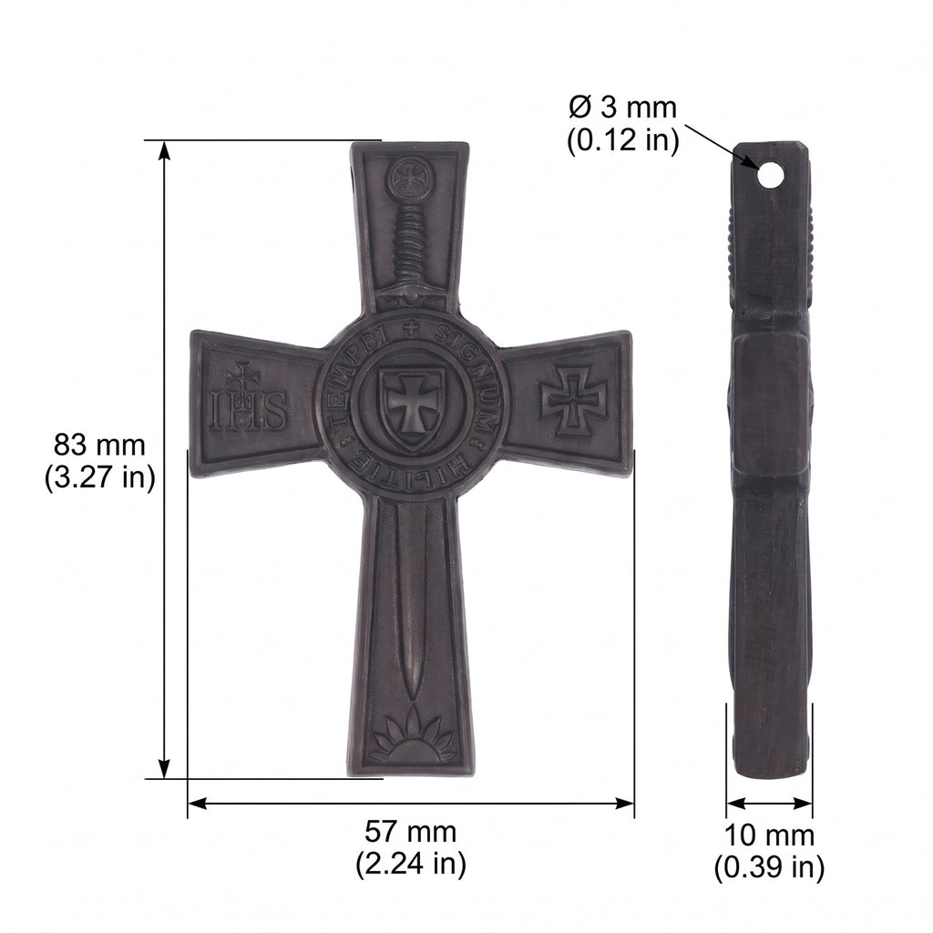 Knights Templar Cross Necklace – Handcrafted Reclaimed Ebony Wood
