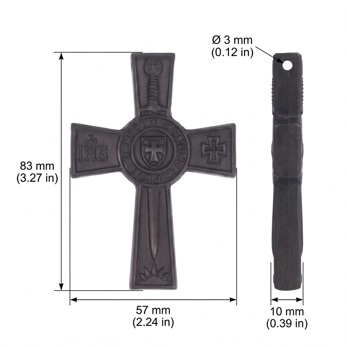 Knights Templar Cross Necklace – Handcrafted Reclaimed Ebony Wood